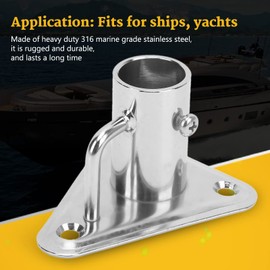 Flagpole Bracket, 90 Degree Flagpole Holder, 1" 316 Stainless Steel Post Triangle Base with Pillar for Ships, Yachts