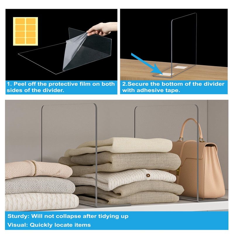 OKPOW Shelf Dividers Closet Organizer - 12" Tall X 9"