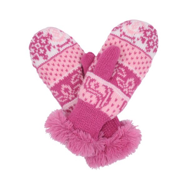 Molehill Girls Knit Mittens, Paisley Pink, Medium (1-2 yrs.)