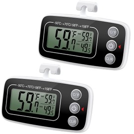 (Upgraded) AMIR Refrigerator Fridge Thermometer, Digital Freezer Thermometer with Hook, Easy to Read LCD Display, Max/Min Function, Perfect for Home, Restaurants, Cafes, Bars, etc.