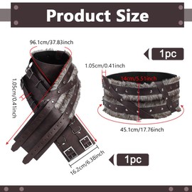 NBEADS Medieval Viking Wide Belt, Leather Belt Waist Armor Artificial Fur Armor Knight Belt Vintage Men Corset Belt for LARP Warrior Costume Cosplay, Coconut Brown