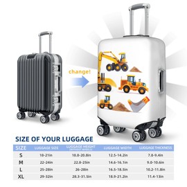 YouQu Machinery Excavator Truck and Loader Travel Luggage Suitcase COVER, Cartoon Boy's Toy Washable Suitcase COVERS Elastic, L - Fits 25-28 inch luggage (No Suitcase)