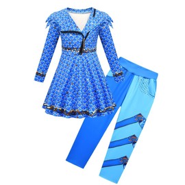 laughZuaia Kids Girls Zipper Dress + Pant Set Princess Red Bridget Chloe Cosplay Costumes Party Dress up Role Play Outfits(140, blue)