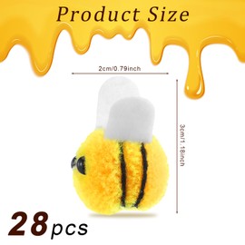 Ymapinc 28 Pcs Felt Bees for Wool Crafts, Animals Fake Bees Felt Balls Little Tiny Small Mini DIY Clothing Hat Home Animal Theme Party Decoration Toy