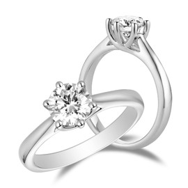 DovEggs Solitaire Moissanite Engagement Rings for Women,Wedding Ring,1ct 6.5mm GHI Color Heart Arrows Cut Moissanite Lab Created Diamond 14K Gold Quality Sterling Silver Anniversary Rings(1 carat,6)
