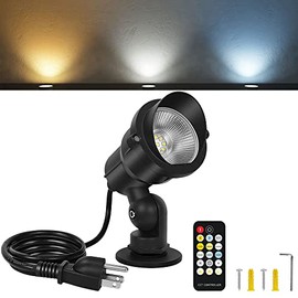 Spotlight Outdoor 6W 2700K-6500K LED Spot Lights Outdoor Indoor for House Flag Yard Tree Garden Décor, Led Landscape Lights Plug in Outdoor Lights 5.9ft Cord with US 3-Plug IP66 Waterproof 1 Pack