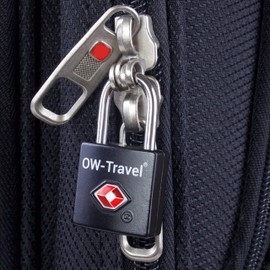 TSA Approved Luggage Locks Padlocks (2 Pack) OW-Travel Suitcase Locks with Keys. Heavy Duty Zinc Alloy Suitcase Padlocks with Key Lock for Luggage, Bag, Case, Backpack, Rucksack, Gym Locker (Black)