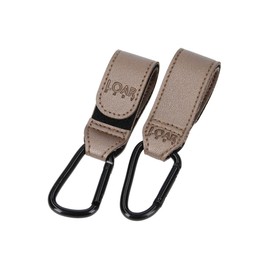 LOAR BABY Stroller Hook, Carabiner, Stroller Goods, Stroller Luggage Rack, Set of 2, Carabiner Hook, Stylish, Synthetic Leather, Gift, Present (Bronze)