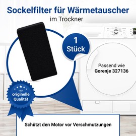 VIOKS Filter for Dryer 225 x 110 x 30 mm Replacement for Gorenje Dryer Filter 327136 Foam Filter for Tumble Dryer Heat Pump Dryer 9 kg A+++, Tumble Dryer 8 kg