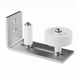 WINSOON Sliding Barn Door Floor Guide Brushed Nickel, Bottom Adjustable Roller 8 Setup Options, Flush Design Bottom Flat, Stainless Steel Barn Door Hardware Kit, 1PCS