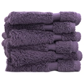 Luxury Hotel & Spa Collection, 100% Turkish Cotton 700 GSM Cloth, for Body wash, Makeup Remover & Facial Cleaning, Baby, face, Dobby Border Soft washcloths Towel Set 13" X 13", Plum, Set of 6