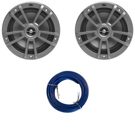 8" Marine Speakers (Qty 2) 1 Pair of OEM Replacement Speakers w/ 20ft Wire (Gray)