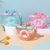 Donut Shaped Water Bottle Kids Cute Cartoon Plastic Portable Straw