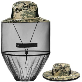 AOGOE Mosquito Head Net Hat, Mosquito Hat with Removable Netting, Bee Keeper Hat, Anti-Mosquito Fishing Hat, Camping Mosquito Hat, Midgie Face Cover, Portable Midge Head Net Hat for Outdoor Hiking