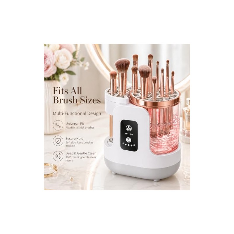Electric Makeup Brush Cleaner Machine, Portable Cosmetic Brush Washer and