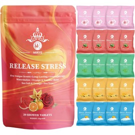 MR MIRYE Shower Steamers Aromatherapy - 20 Pack Shower Bombs Aromatherapy Birthday Gifts for Women, Organic Watermelon, Orange & Vanilla, Sea Salt & Orange, Rose, Tea Tree, Gift for Women