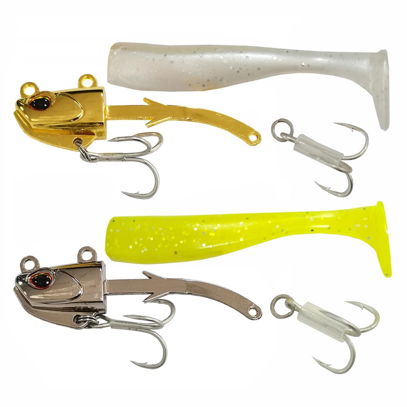 Kmucutie 5 pcs Fishing Metal Head Soft Lures jig Set
