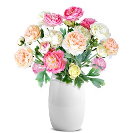 Pexytiol Artificial Peony Flowers, Pack of 6 Vintage Fake Silk Flowers with Stems Floral Bouquet Arrangement for DIY Home Kitchen Bathroom Table Centerpieces Wedding Party Decoration (Without Vase)