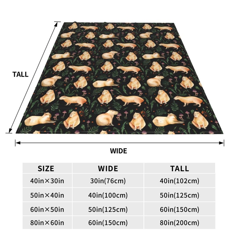 Capybara Print Fleece Throw Blanket Soft Flannel Plush Lightweight Warm