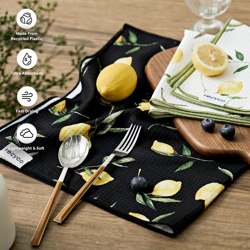 RECYCO Waffle Kitchen Towel Set of 2 - Quick Dry