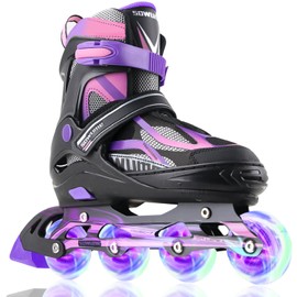 Sowume Adjustable Inline Skates for Girls and Boys, Roller Skates with All Light Up Wheels, Patines para Mujer for Kids and Adults, Men, Women