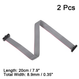 sourcing map IDC 14 Pins Connector Flat Ribbon Cable Female Connector Length 20cm 1.27mm Pitch,2pcs