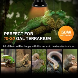 Simple Deluxe 25W/40W/50W/150W/250W Ceramic Heat Emitter Reptile Heat Lamp Bulb No Light Emitting Brooder Coop Heater for Amphibian Pet & Incubating Chicken, 50W(Mini), Black/1-Pack