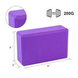 Yoga Blocks 2 Pack Set - (Yoga Brick with 1 Yoga Strap) High Density Soft Non-Slip Pilates Meditation EVA Foam for Women (Purple)