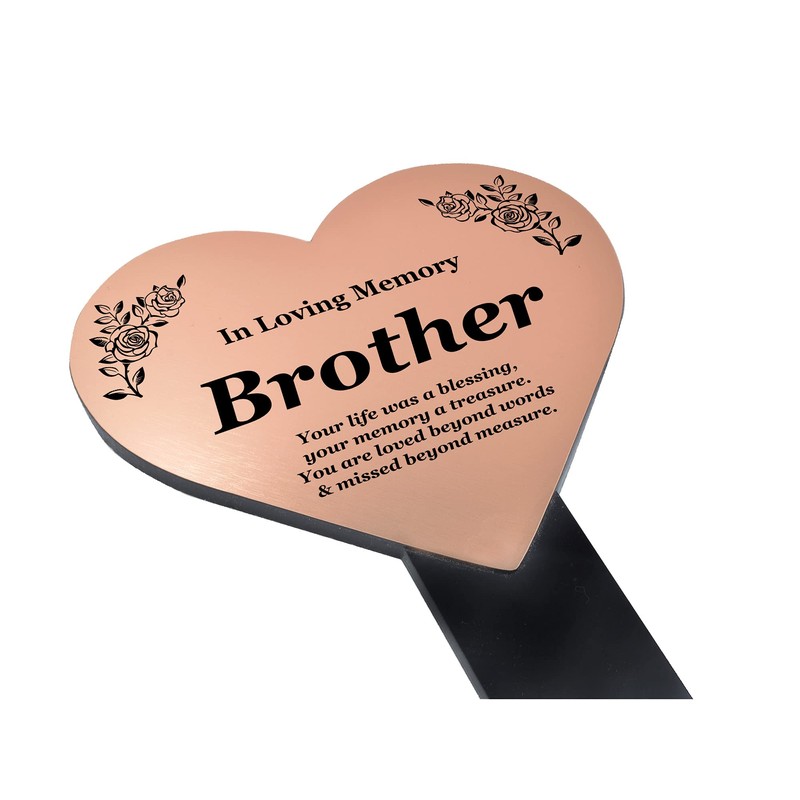 OriginDesigned Brother Heart Shaped Engraved Memorial Plaque Stake - Copper