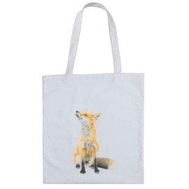 British Wildlife Fox White Tote Fabric Shopping Bag
