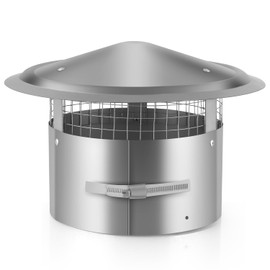 Fardtry 8 Inch Adjustable Galvanized Steel Chimney Cap, Round Chimney Cover with Screen, Stove Pipe Topper with Fastening Device for Fireplace Flue, Furnace Vent