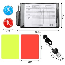 Referee Set, Referee Cards Whistle, Costume Referee Children, Football Accessories Children, Umbrella Set, Football Things for Football Games (Yellow Card + Plastic Whistle + Edge Pick)