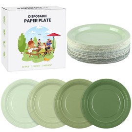 Kochorie 60 Pieces Sage Green Disposable Paper Plates 9 Inch Heavy Duty Dinner Plates, Solid Color, Table Decorations Party Supplies for Birthdays, Weddings, Daily Use