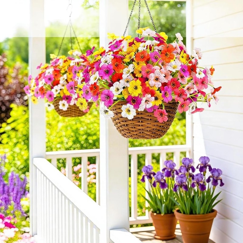 Artificial Flowers Outdoor UV Resistant Fake Silk Flowers, 12 Bundles
