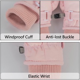 INOGIH Kids Toddler Snow Mittens Winter Cold Weather Fleece WarmWater-repellent Ski-Mittens for Baby Girls Boys