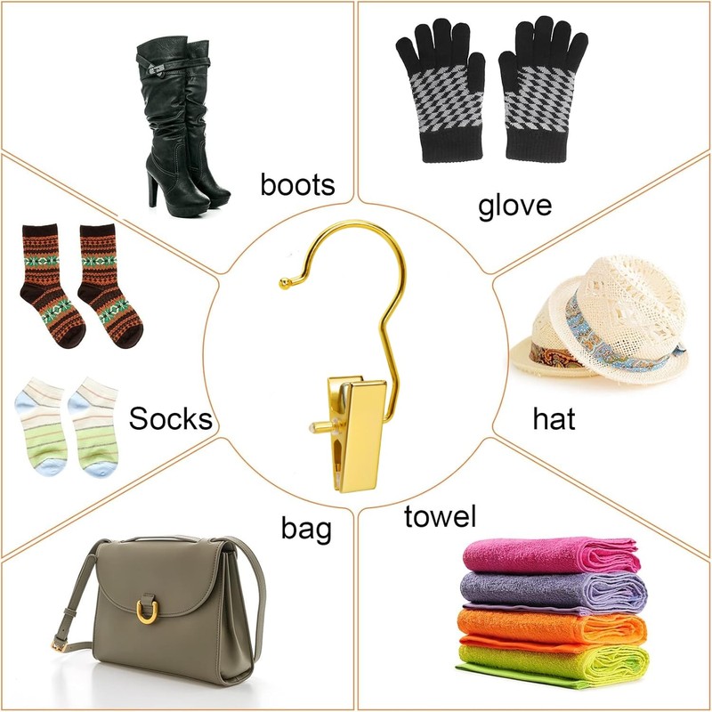 Amber Home 24 Pack Gold Boot Clips for Closet, Gold