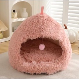 Fluffy Shell Dog Bed - Cuddly Pet Bed for Small and Medium Dogs & Cats, Washable Dog Sofa/Cat Sofa, Soft Plush Basket. (Pink, S)