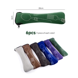 NXPWRC 6-Piece Cutlery Bag, Fork and Spoon Storage Bag, Zipper Cutlery Bag, Portable Cutlery Bag, Dust-Proof Cutlery Bag, Suitable for Picnics and Camping