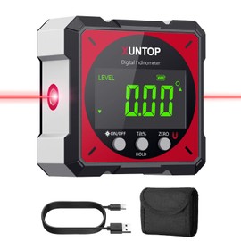 XUNTOP USB Charging Digital Level Box Angle Finder with Laser (Level 2), 4-si...