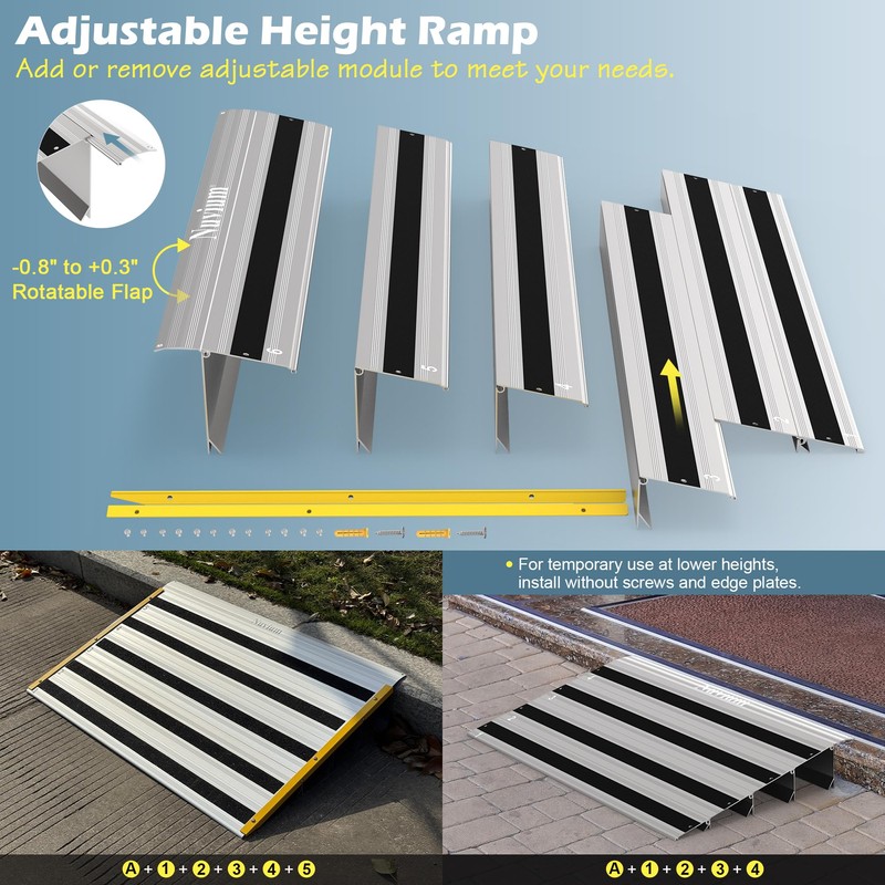 Nuvium 5" Rise Door Threshold Ramps for Doorways, Stable Yellow