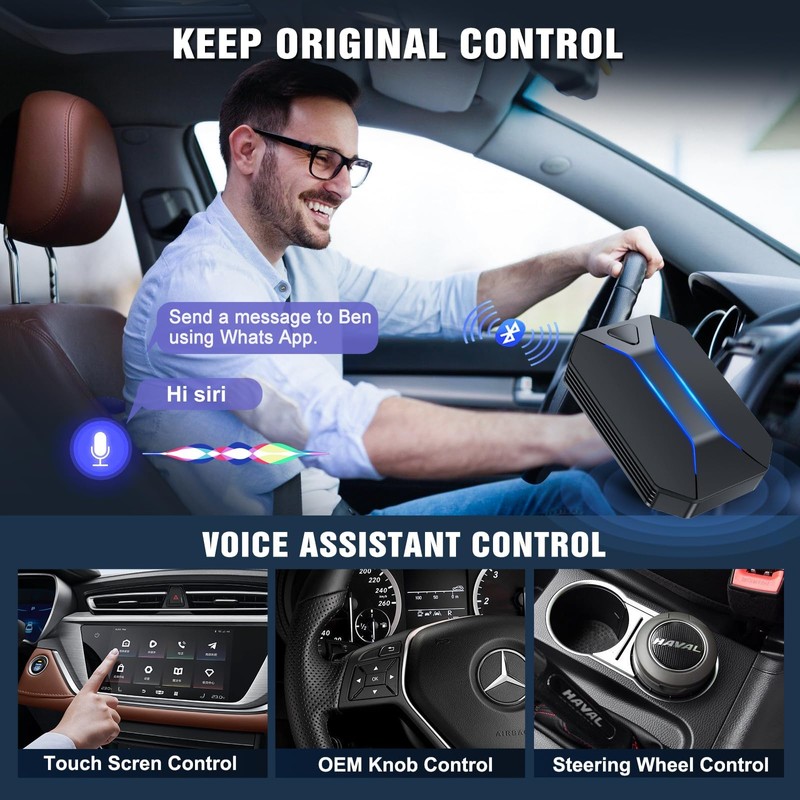 Wireless CarPlay Adapter for iPhone iOS 10+, Convert Wired to
