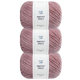 Pretty Jolly 3 Skeins Soft Merino Wool Yarn - Soft & Warm, Finger Weight, Woolen Yarn for Crochet & Knitting, Total 150g / 555m (Pink)