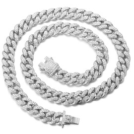 Halukakah Cat Collar - Carat - Iced Out Diamond Cuban Link Gold Chain for Cats & Kittens - Platinum Plated 14" Collar Size - for Decoration Only - Get Your Cat Catwalk Ready