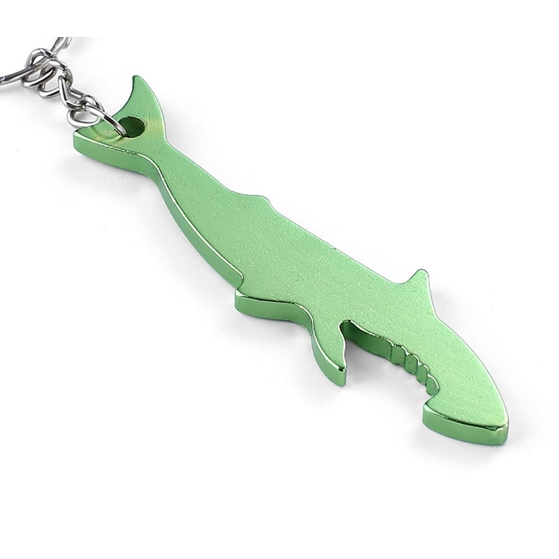 Komonee Shark Green Bottle Opener Key Chain Metal Sea Life