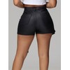 Womens High Waisted PU Leather Skorts Metallic Rave Hot Pants