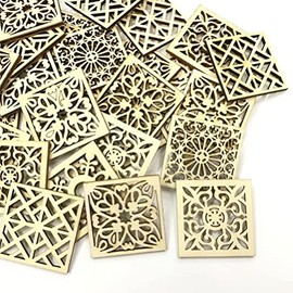 20pcs Unfinished Wooden Flowers Embellishments Wood Flowers Shapes Cutouts Wood Gift Tags Wooden Ornaments for Arts Crafts DIY Wedding Decoration