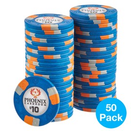 Brybelly Phoenix Real Clay 10-gram Poker Chips (50-Pack, $10) - Ultra Premium Casino Style Poker Chips