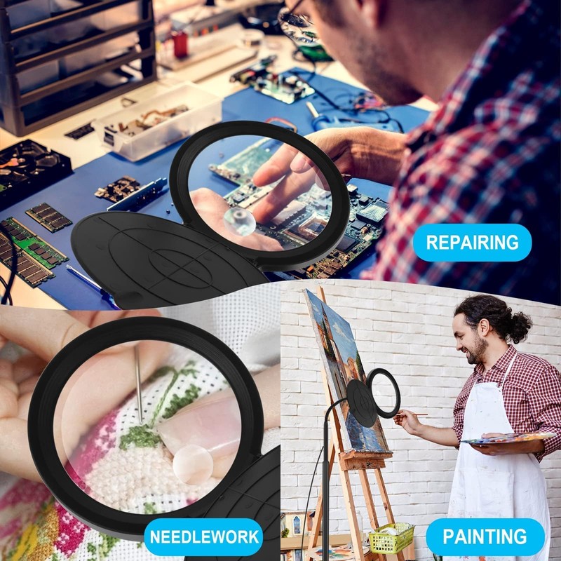 Magnifying Glass with Light and Stand 10X 20X, 36 LED