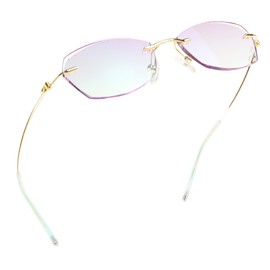 LifeArt Blue Light Blocking Glasses, Computer Reading Glasses, Anti Blue Rays, Reduce Eyestrain, Rimless Frame Tinted Lens with Diamond, Stylish for Women (+2.00 Magnification)