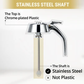 PAULSWAY Stainless Steel Shaft Honey and Maple Syrup Dispenser - No Drip Glass Honeycomb Jar with Stand, 8 oz Syrup Pot, Silver Plastic Top